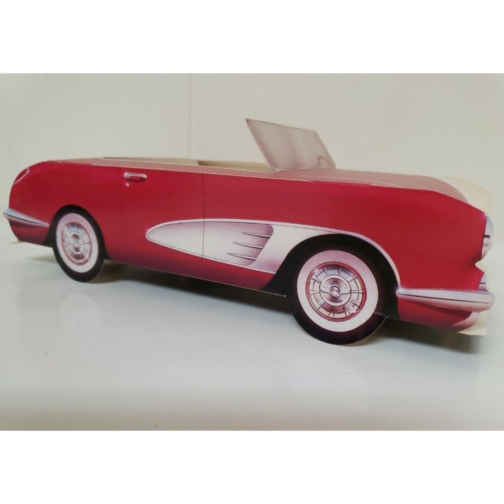 Vtg Chevrolet Advertising Car Model Chevy 50s Red Corvette 1987 USA Paper Card